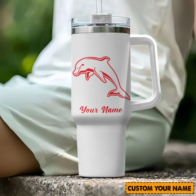 Dolphins Nrl Custom Stanley Quencher 40Oz Stainless Steel Tumbler With Handle
