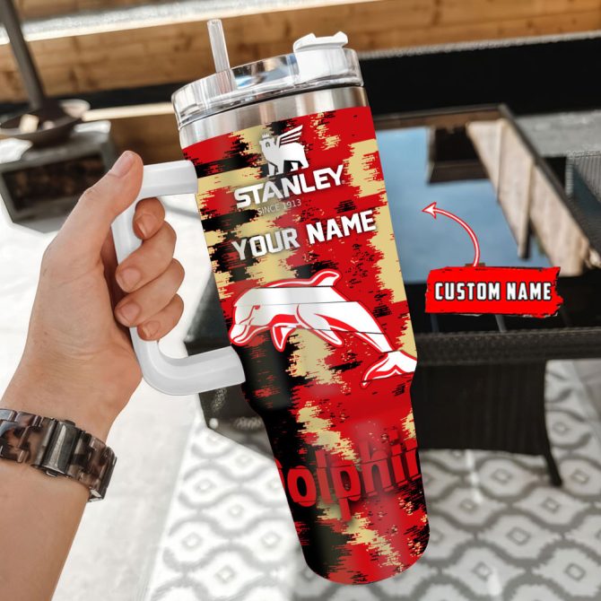 Dolphins Nrl Custom Stanley Quencher 40Oz Stainless Steel Tumbler With Handle - Image 3