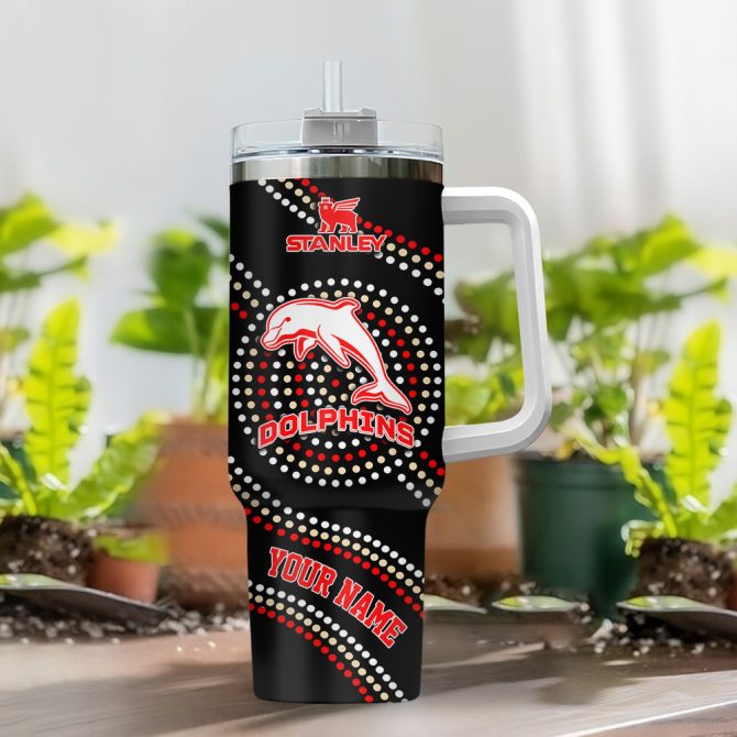 Dolphins Nrl Custom Stanley Quencher 40Oz Stainless Steel Tumbler With Handle - Image 2