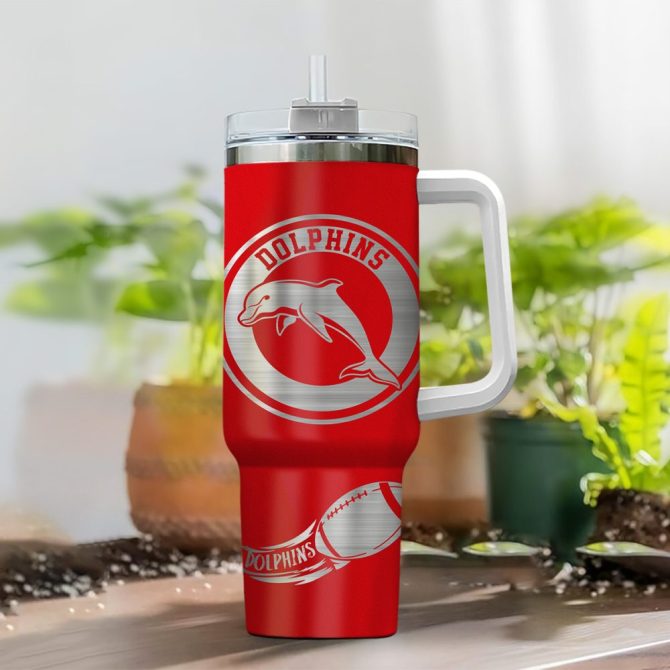 Dolphins Nrl Custom Stanley Quencher 40Oz Stainless Steel Tumbler With Handle - Image 2