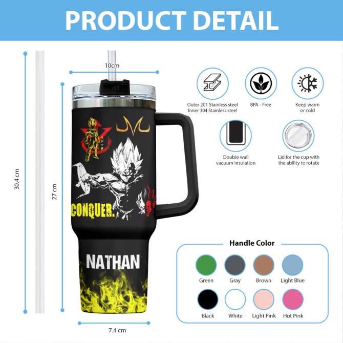 Dragon Ball Manga Anime Custom Stanley Quencher 40Oz Stainless Steel Tumbler With Handle - Image 4