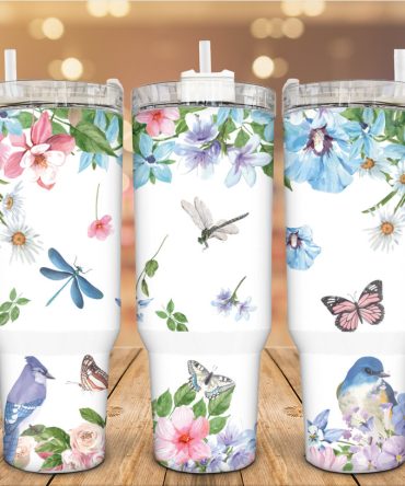 Dragonfly And Birds In Nature Custom Stanley Quencher 40Oz Stainless Steel Tumbler With Handle