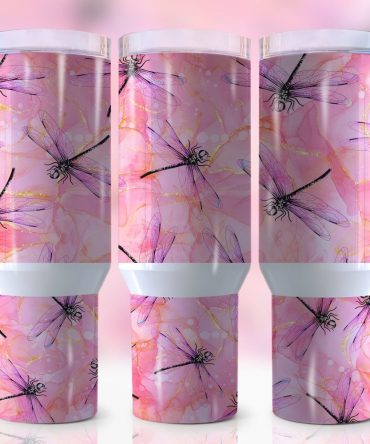 Dragonfly Custom Stanley Quencher 40Oz Stainless Steel Tumbler With Handle