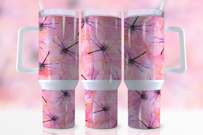 Dragonfly Custom Stanley Quencher 40Oz Stainless Steel Tumbler With Handle