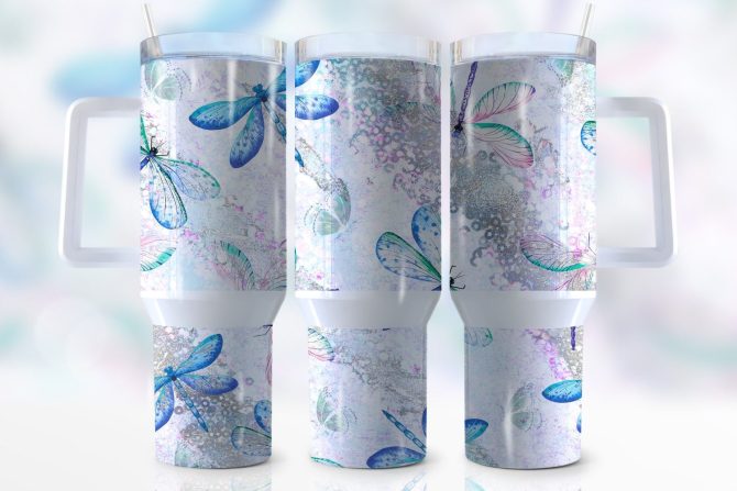 Dragonfly Custom Stanley Quencher 40Oz Stainless Steel Tumbler With Handle
