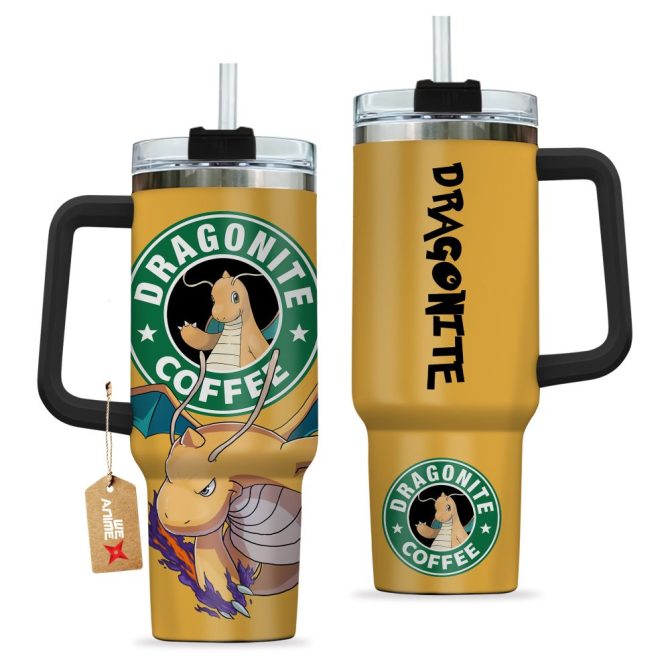 Dragonite Coffee Pokemon Anime Custom Stanley Quencher 40Oz Stainless Steel Tumbler With Handle - Image 2