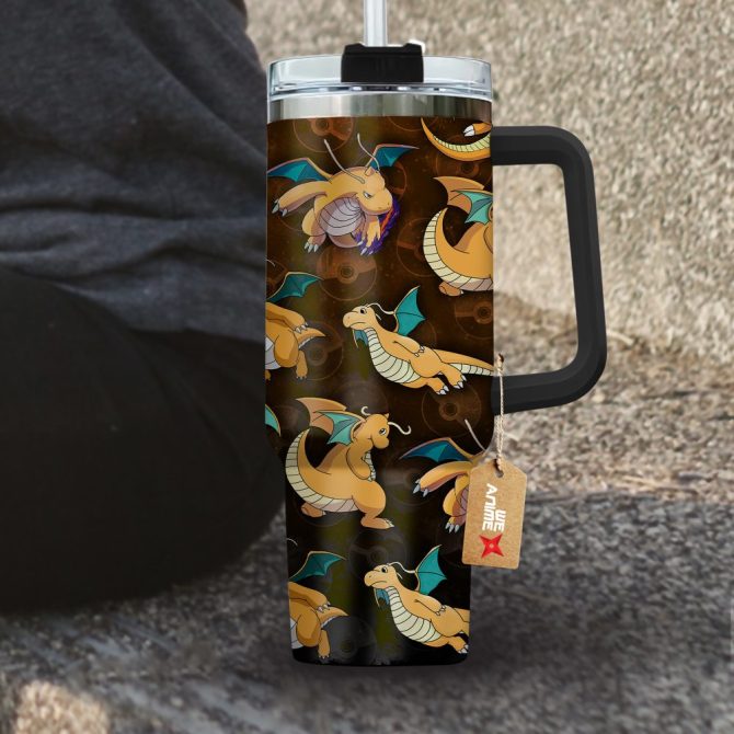 Dragonite Pokemon Anime Custom Stanley Quencher 40Oz Stainless Steel Tumbler With Handle - Image 4