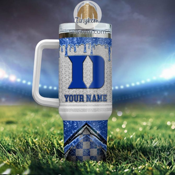 Duke Blue Devils Glitter Ncaa Custom Stanley Quencher 40Oz Stainless Steel Tumbler With Handle - Image 3