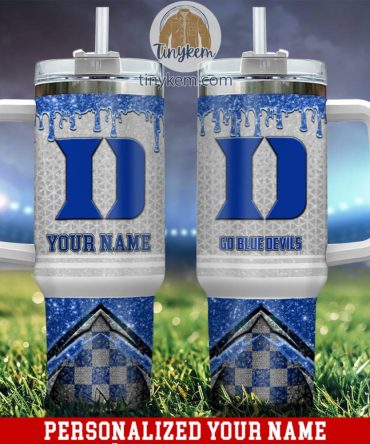 Duke Blue Devils Glitter Ncaa Custom Stanley Quencher 40Oz Stainless Steel Tumbler With Handle