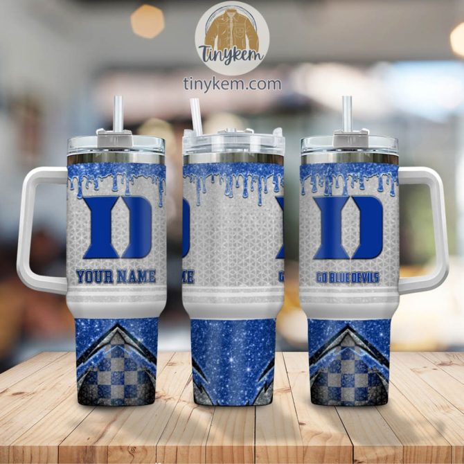 Duke Blue Devils Glitter Ncaa Custom Stanley Quencher 40Oz Stainless Steel Tumbler With Handle - Image 2