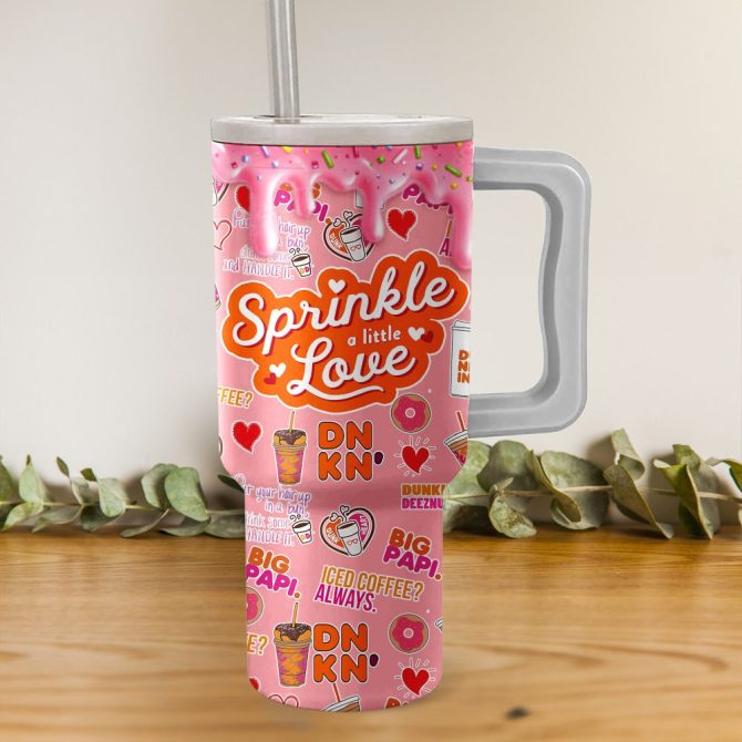 Dunkin #8217; Donuts Custom Stanley Quencher 40Oz Stainless Steel Tumbler With Handle - Image 3