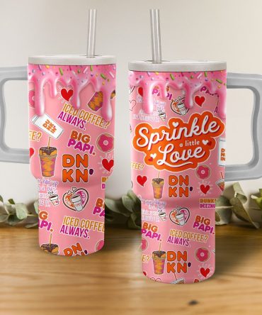 Dunkin #8217; Donuts Custom Stanley Quencher 40Oz Stainless Steel Tumbler With Handle