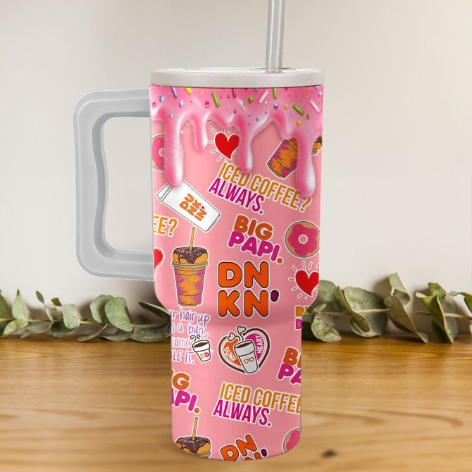 Dunkin #8217; Donuts Custom Stanley Quencher 40Oz Stainless Steel Tumbler With Handle - Image 2