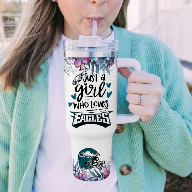 Eagles Mascot Nfl Custom Stanley Quencher 40Oz Stainless Steel Tumbler With Handle - Image 6
