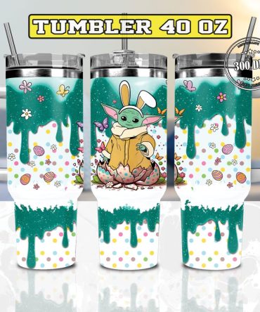 Easter Baby Yoda Star Wars Movies Custom Stanley Quencher 40Oz Stainless Steel Tumbler With Handle