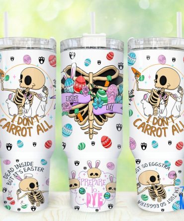 Easter Skeleton Custom Stanley Quencher 40Oz Stainless Steel Tumbler With Handle