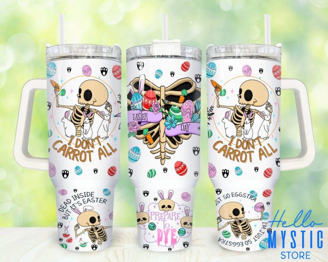 Easter Skeleton Custom Stanley Quencher 40Oz Stainless Steel Tumbler With Handle