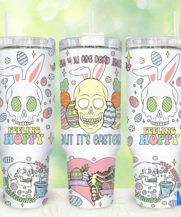 Easter Skull Custom Stanley Quencher 40Oz Stainless Steel Tumbler With Handle