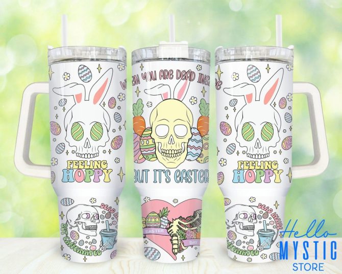 Easter Skull Custom Stanley Quencher 40Oz Stainless Steel Tumbler With Handle