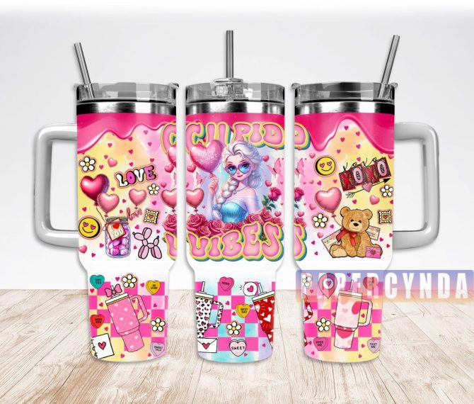 Elsa Frozen Custom Stanley Quencher 40Oz Stainless Steel Tumbler With Handle