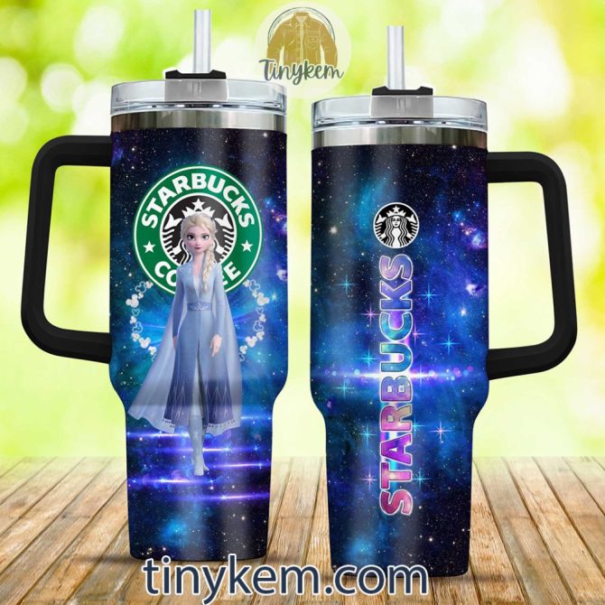 Elsa Frozen Starbuck Custom Stanley Quencher 40Oz Stainless Steel Tumbler With Handle