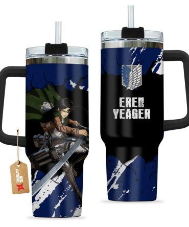 Eren Yeager Attack On Titan Anime Custom Stanley Quencher 40Oz Stainless Steel Tumbler With Handle