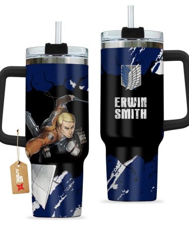 Erwin Smith Attack On Titan Anime Custom Stanley Quencher 40Oz Stainless Steel Tumbler With Handle