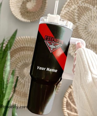 Essendon Bombers Afl Custom Stanley Quencher 40Oz Stainless Steel Tumbler With Handle