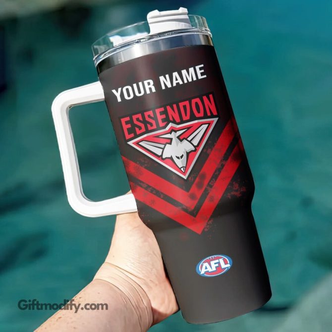 Essendon Bombers Afl Custom Stanley Quencher 40Oz Stainless Steel Tumbler With Handle