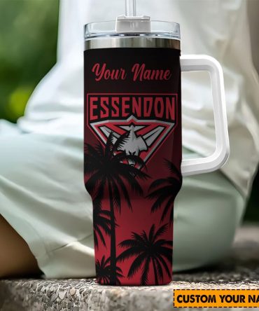 Essendon Bombers Afl Custom Stanley Quencher 40Oz Stainless Steel Tumbler With Handle