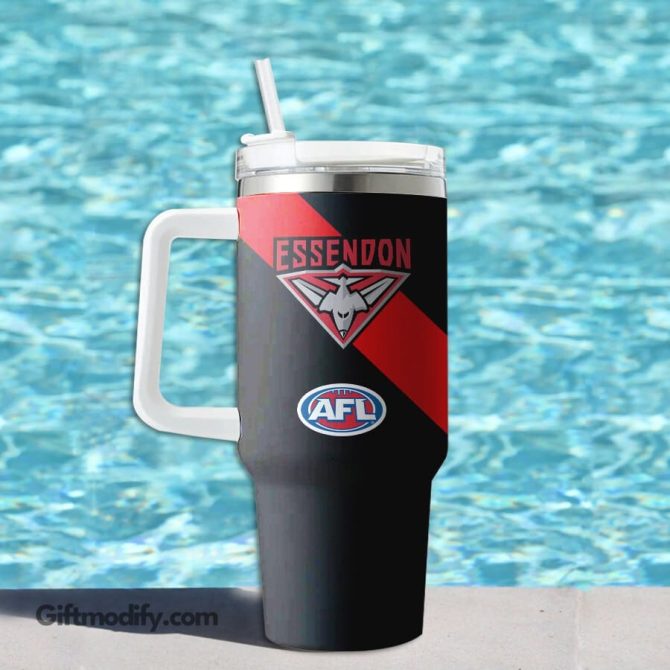 Essendon Bombers Afl Custom Stanley Quencher 40Oz Stainless Steel Tumbler With Handle - Image 2