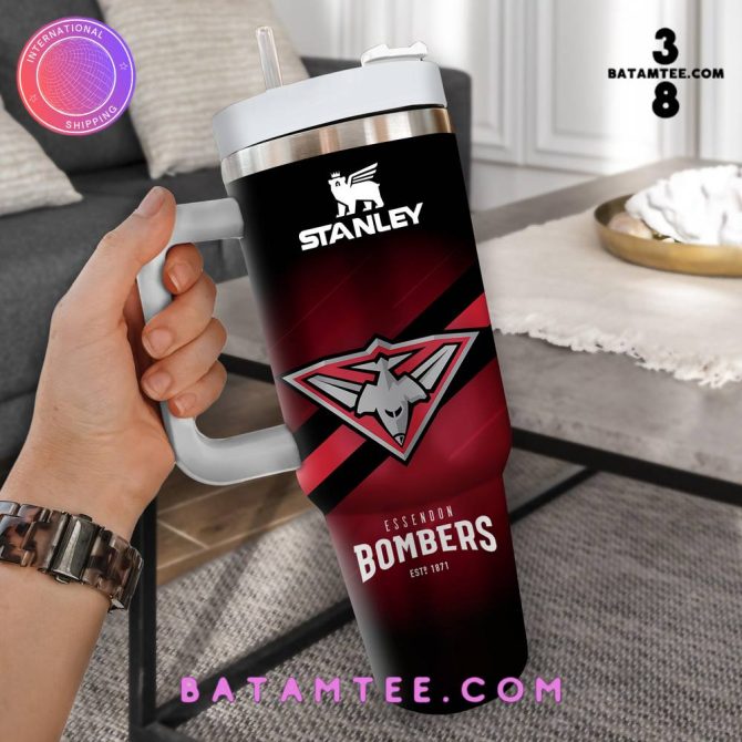 Essendon Bombers Afl Custom Stanley Quencher 40Oz Stainless Steel Tumbler With Handle