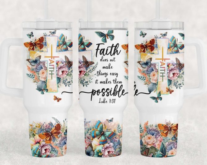 Faith Bible Verse Custom Stanley Quencher 40Oz Stainless Steel Tumbler With Handle - Image 2