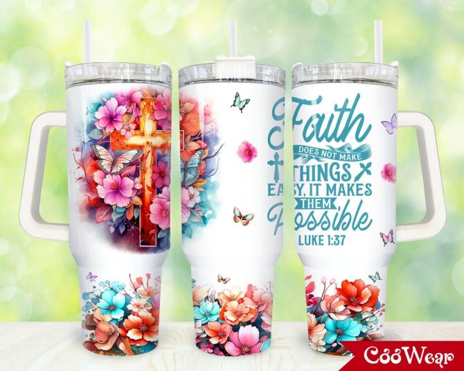 Faith Bible Verse Custom Stanley Quencher 40Oz Stainless Steel Tumbler With Handle