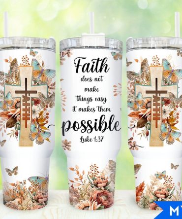 Faith Bible Verse Floral Custom Stanley Quencher 40Oz Stainless Steel Tumbler With Handle