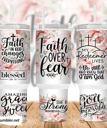 Faith Over Fear Custom Stanley Quencher 40Oz Stainless Steel Tumbler With Handle