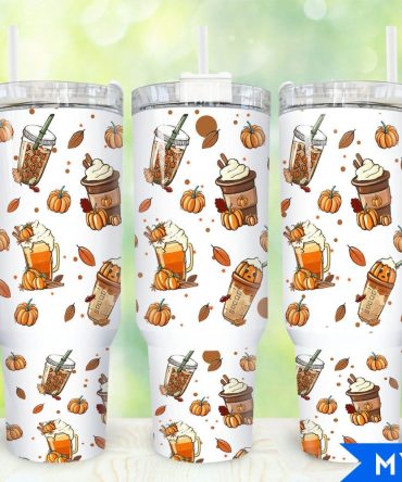 Fall Pumpkin Coffee Custom Stanley Quencher 40Oz Stainless Steel Tumbler With Handle