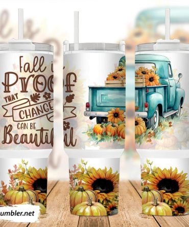 Fall Pumpkin Truck Custom Stanley Quencher 40Oz Stainless Steel Tumbler With Handle