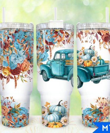 Fall Pumpkin Truck Custom Stanley Quencher 40Oz Stainless Steel Tumbler With Handle