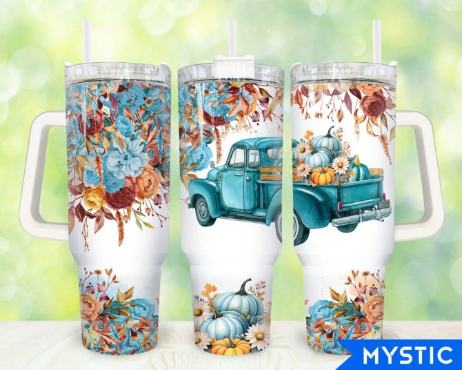 Fall Pumpkin Truck Custom Stanley Quencher 40Oz Stainless Steel Tumbler With Handle