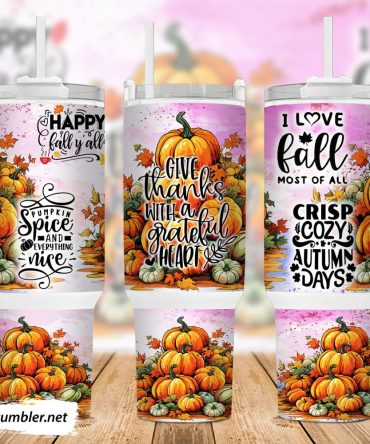 Fall Pumpkins Custom Stanley Quencher 40Oz Stainless Steel Tumbler With Handle