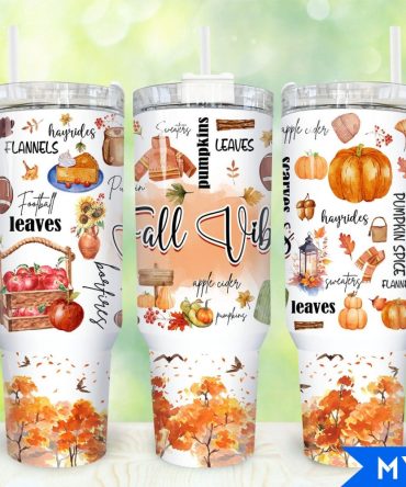 Fall Vibes Custom Stanley Quencher 40Oz Stainless Steel Tumbler With Handle