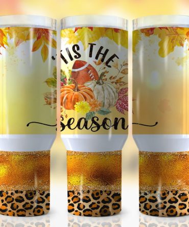 Fall Vibes Tis The Season Custom Stanley Quencher 40Oz Stainless Steel Tumbler With Handle