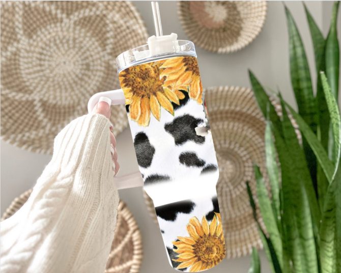 Farm Tractor Sunflower Custom Stanley Quencher 40Oz Stainless Steel Tumbler With Handle - Image 3