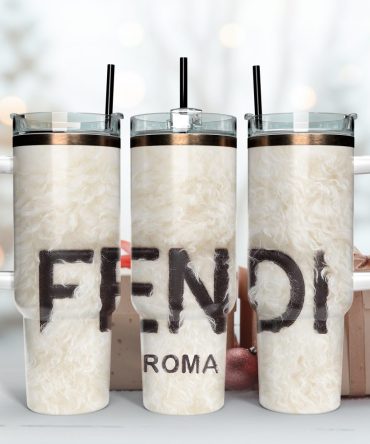 Fendi Logo Custom Stanley Quencher 40Oz Stainless Steel Tumbler With Handle
