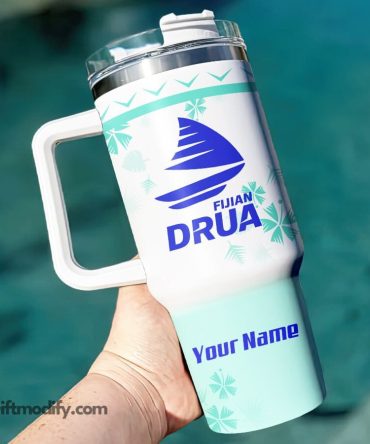 Fijian Drua Super Rugby Custom Stanley Quencher 40Oz Stainless Steel Tumbler With Handle