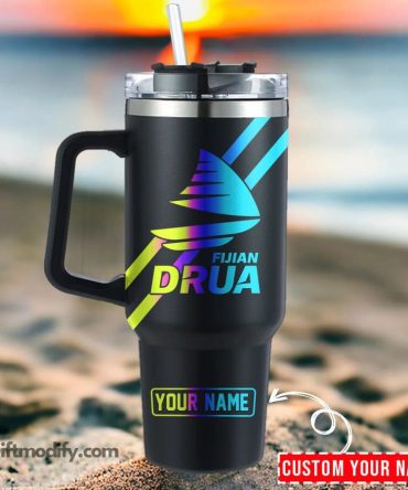 Fijian Drua Super Rugby Hologram Logo Custom Stanley Quencher 40Oz Stainless Steel Tumbler With Handle