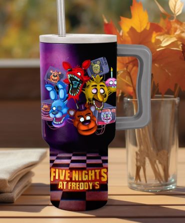 Five Nights At Freddy #8217;S Games Custom Stanley Quencher 40Oz Stainless Steel Tumbler With Handle