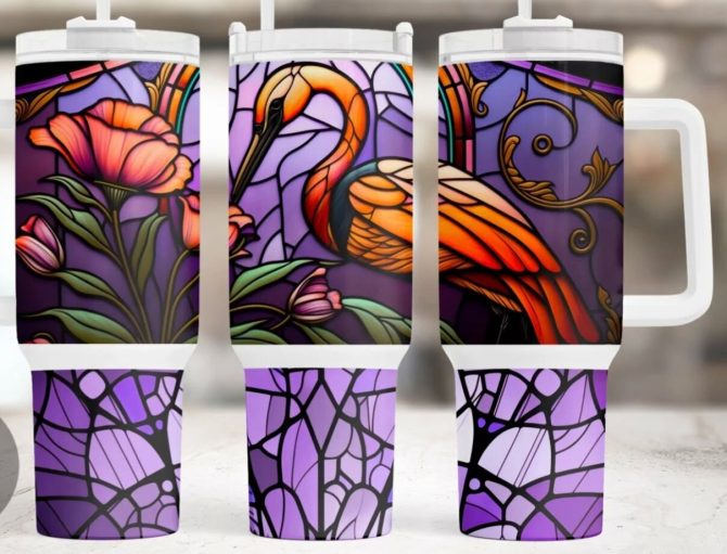 Flamingo And Flowers Custom Stanley Quencher 40Oz Stainless Steel Tumbler With Handle
