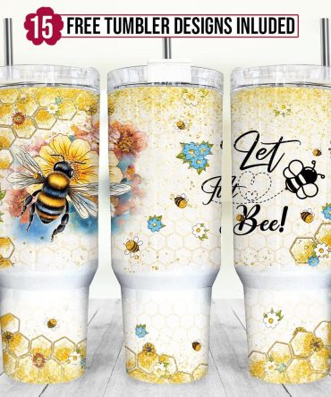 Floral Bee Custom Stanley Quencher 40Oz Stainless Steel Tumbler With Handle
